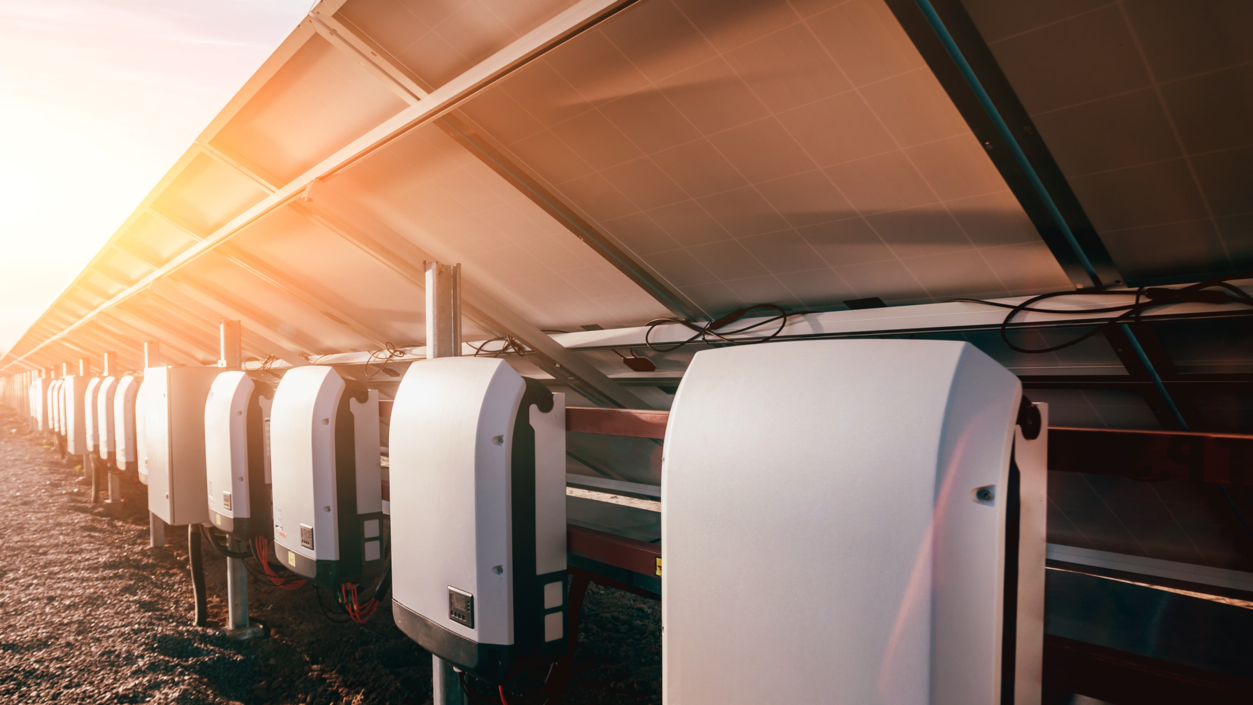 Solar inverters at a clean energy facility